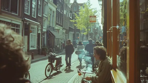 Adults smoking cannabis in the 1980s in Amsterdam
